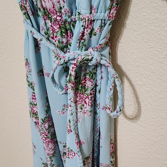 Sage Pink and Blue Puff Sleeve Sundress - Picture 3 of 12